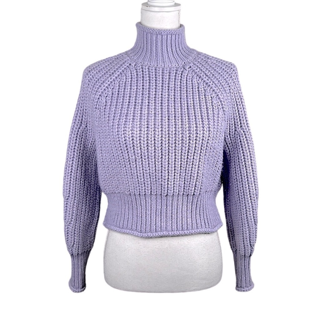 H&M Lavender Knit Cropped Mock Neck Long Sleeve Sweater Size XS